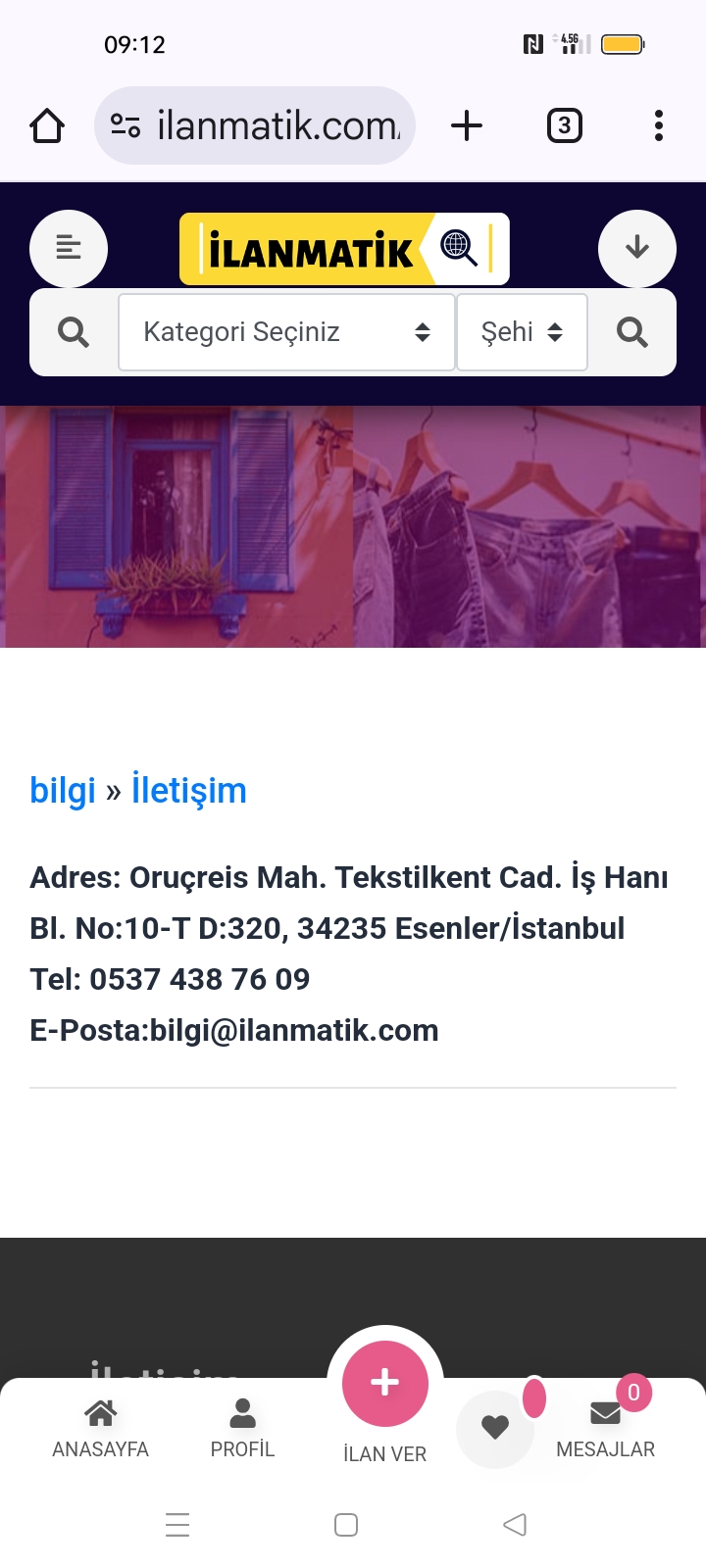 İlanmatik bu adres iletişim bilgileri görünüyor ulaşamıyorum yardım edin 